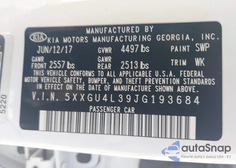 2018 Kia Optima Ex из США, поврежденный, VIN 5XXGU4L39JG193684